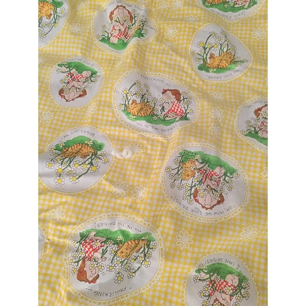 70s‎ Vintage I Love Daisies Barbara Alexander Quilt Crib Blanket Throw Retro